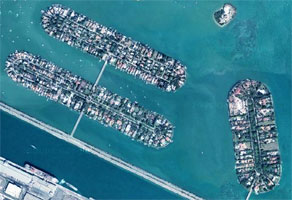 Aerial photo of Star, Palm and Hibiscus Islands in Miami Beach