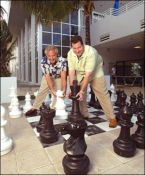 Guy Mitchell, left, from the Miami-based Mitchell Cos. and Robert Falor, president of the Chicago-based Falor Cos., at the Royal Palm Hotel. CARL JUSTE/MIAMI HERALD
