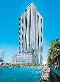 A rendering of Mist, one of two high-rise condos designed by Arquitectonica planned for the blighted area across from the AmericanAirlines Arena in Miami. ARQUITECTONICA