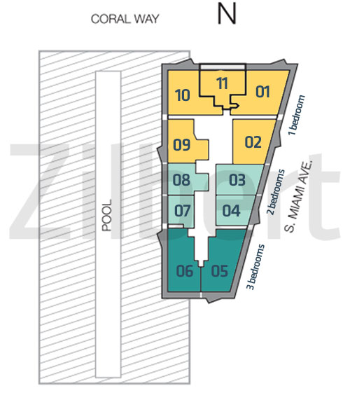 Floor map of SLS Brickell
